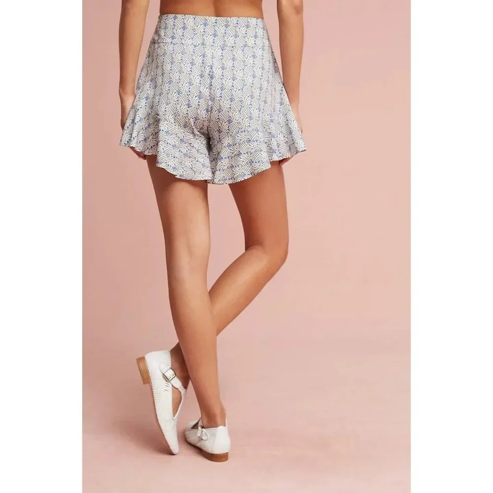 Anthropologie Maeve Shorts 10 Ruffle Pinapple High Rise Tropical Summer Vacay - Picture 2 of 10